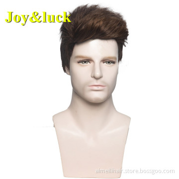 Wholesale Wigs for Men Daily or Party Hairstyle Male Grey Color Man Hair Short Natural Straight Men Wigs Synthetic Hair Wigs